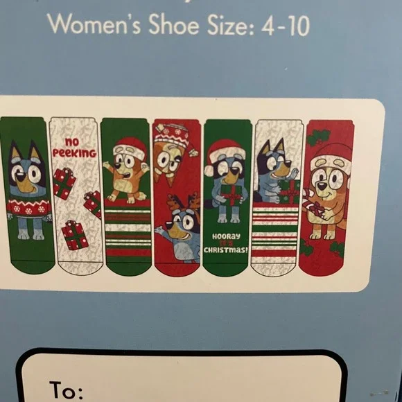 Bluey 7 Days of Cozy Crew Socks Women Shoe Size 4-10  Gift Set - Picture 4 of 4
